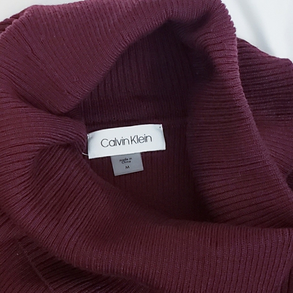 Calvin Klein Cowl Neck Fit & Flare Sweater Dress Aubergine Size Medium - Picture 10 of 11